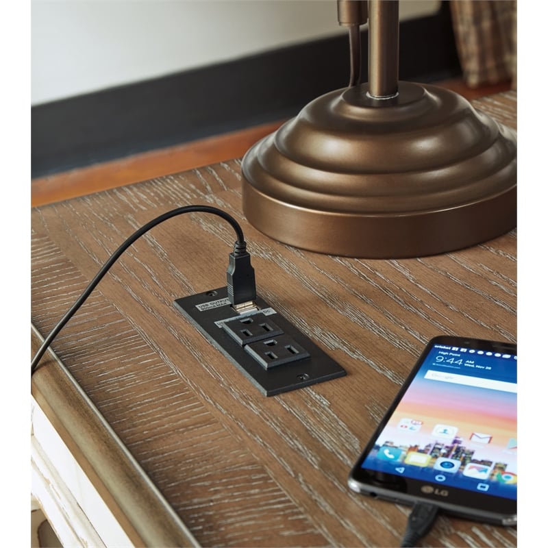 Bowery Hill Set of 2 Office Desks in Chipped White and Brown