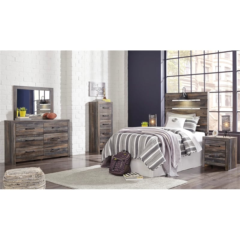 Bowery Hill King Headboard & 6-Drawer Dresser in Engineered Wood