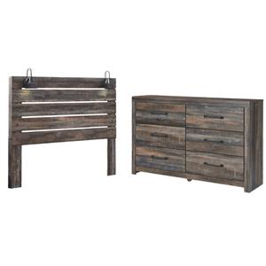 Bowery Hill King Headboard & 6-Drawer Dresser in Engineered Wood