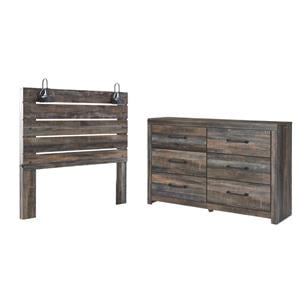 Bowery Hill 2-Piece Bedroom Set of Queen Headboard & 6-Drawer Dresser