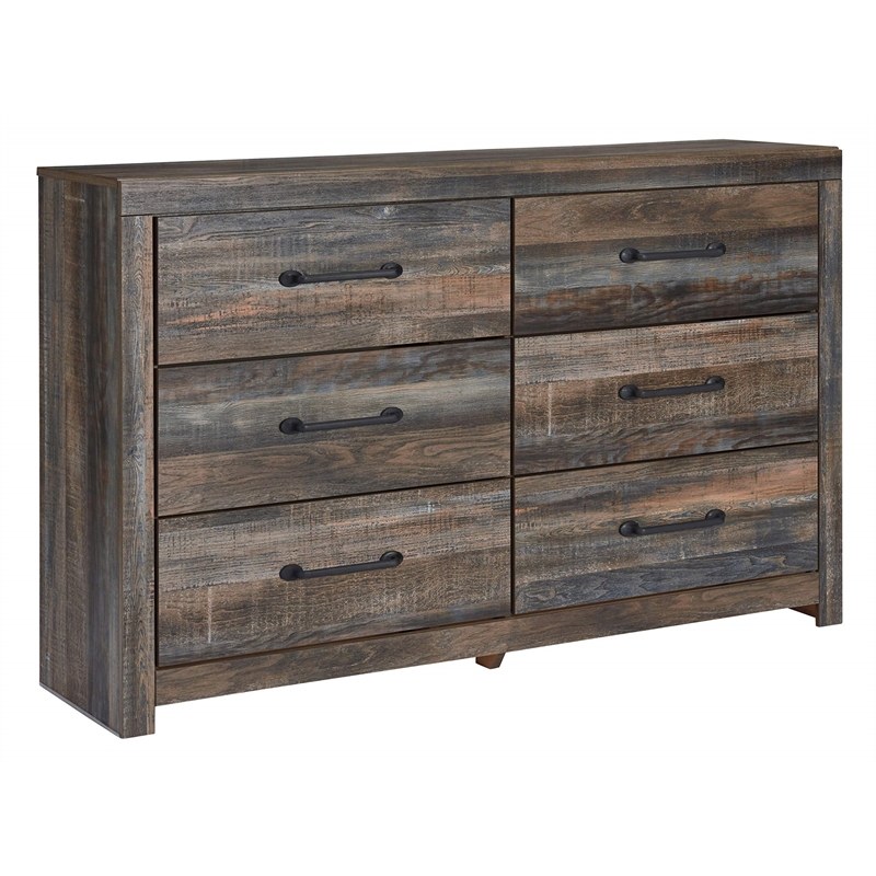 Bowery Hill Rustic Industrial Twin Headboard & 6-Drawer Dresser Set
