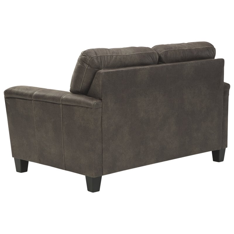 Bowery Hill 2-Piece Set of Sofa and Loveseat in Smoke Faux Leather