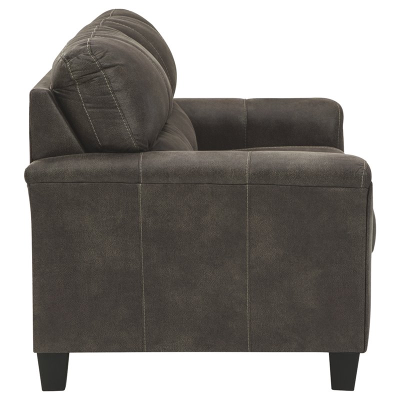 Bowery Hill 2-Piece Set of Sofa and Loveseat in Smoke Faux Leather