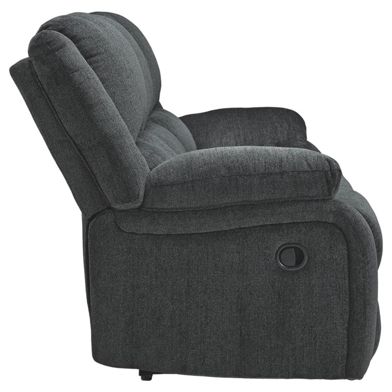 Bowery Hill Reclining Sofa and Loveseat Set in Slate Polyester Upholstery