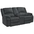 Bowery Hill Reclining Sofa and Loveseat Set in Slate Polyester Upholstery