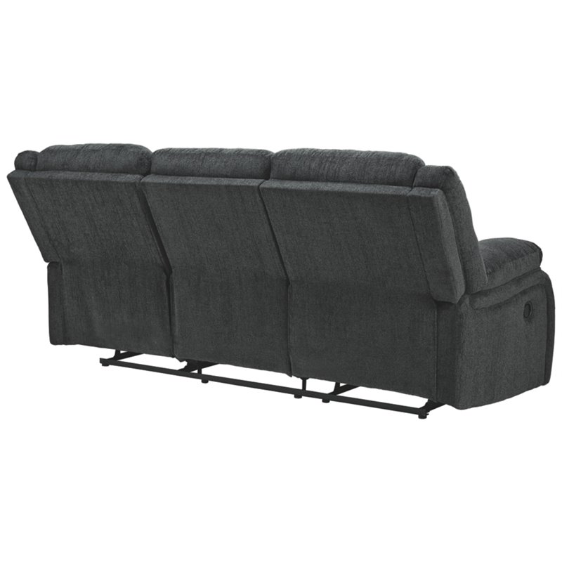 Bowery Hill Reclining Sofa and Loveseat Set in Slate Polyester Upholstery