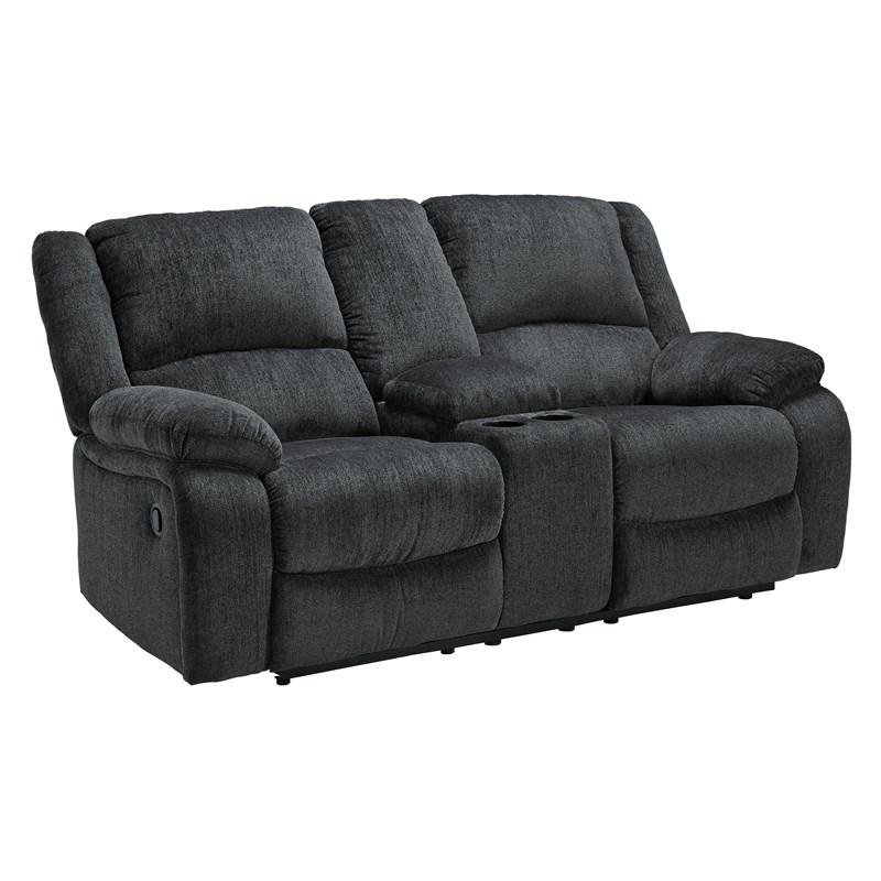 Bowery Hill Reclining Sofa & Loveseat Set in Slate Chenille Upholstery