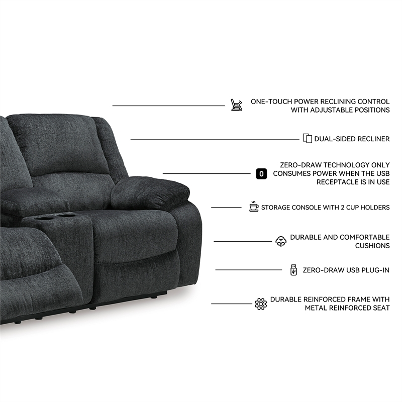 Bowery Hill Reclining Sofa & Loveseat Set in Slate Chenille Upholstery