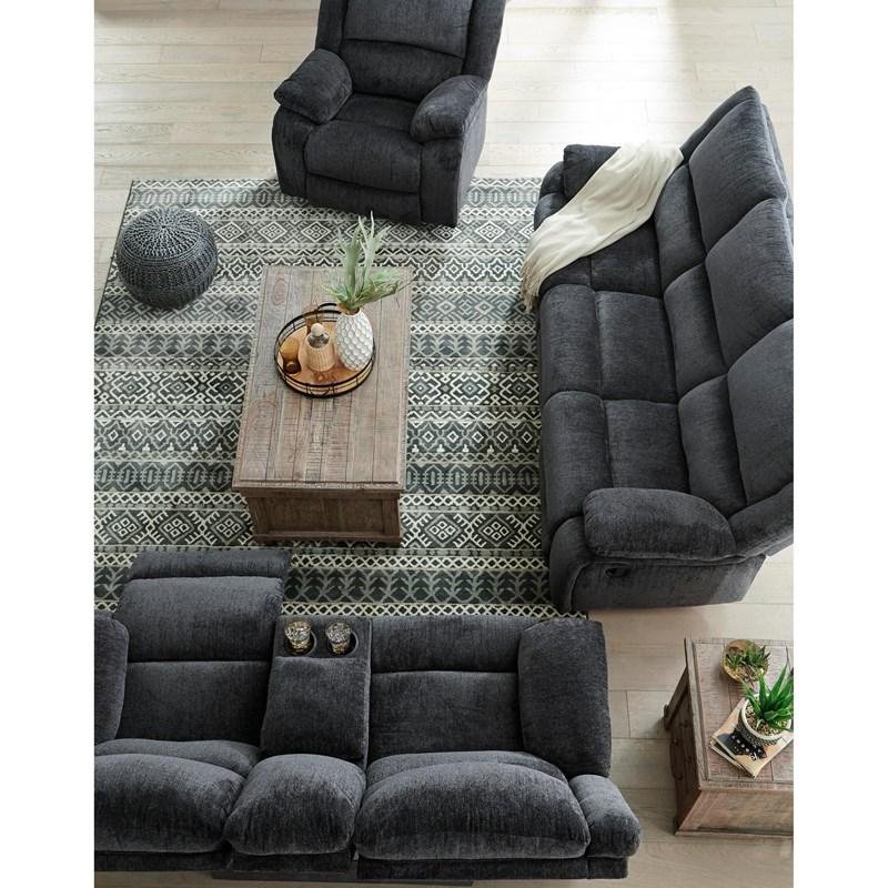Bowery Hill Reclining Sofa & Loveseat Set in Slate Chenille Upholstery