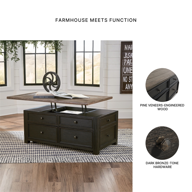 Bowery Hill 3-Piece Set of Lift-Top Cocktail Table & 2 End Tables