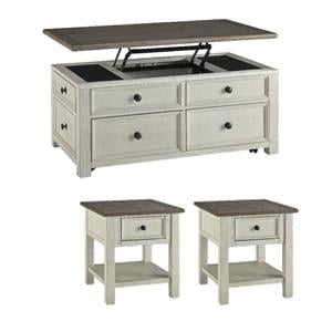 Bowery Hill 3-Piece Cocktail & End Tables Set in Two-Tone Finish