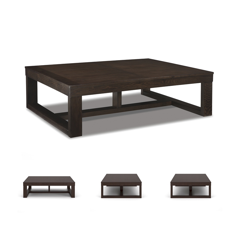 Bowery Hill 3-Piece Coffee & End Tables Set in Dark Brown