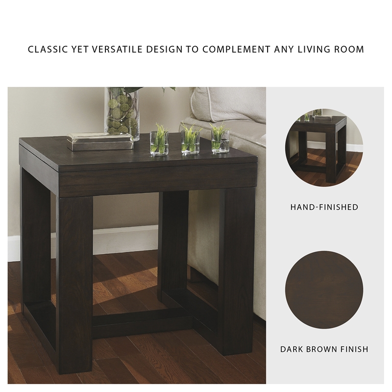 Bowery Hill 3-Piece Coffee & End Tables Set in Dark Brown