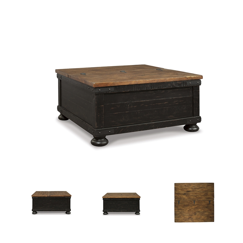 Bowery Hill Rustic Farmhouse Coffee Table & 2 End Tables in Black and Brown