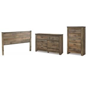 Bowery Hill Set of California King Panel Headboard, Dresser, & Chest in Brown