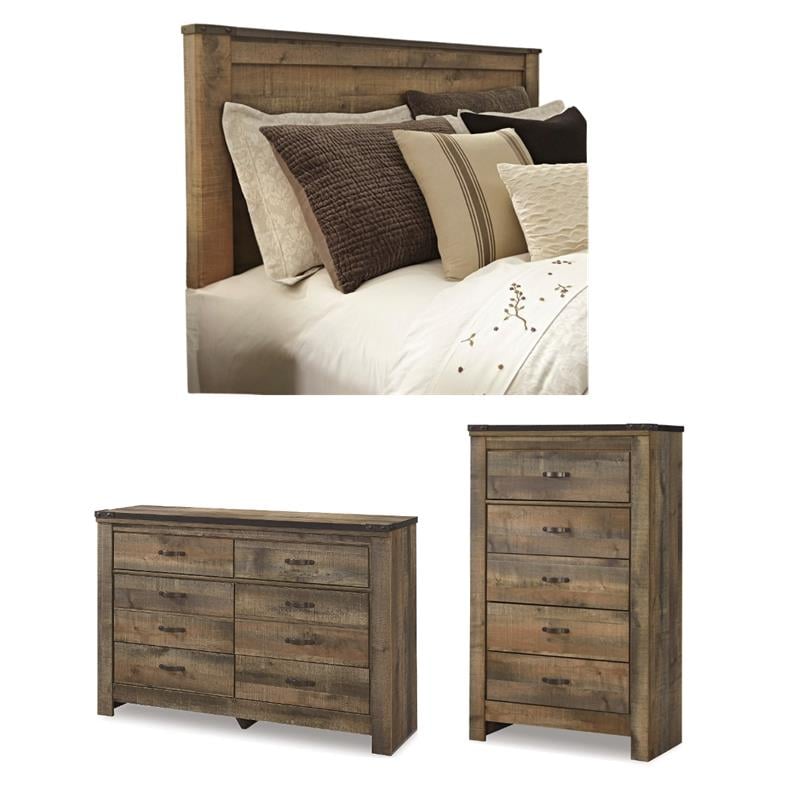 Bowery Hill Bedroom Set of Queen Panel Headboard, Chest, & Dresser