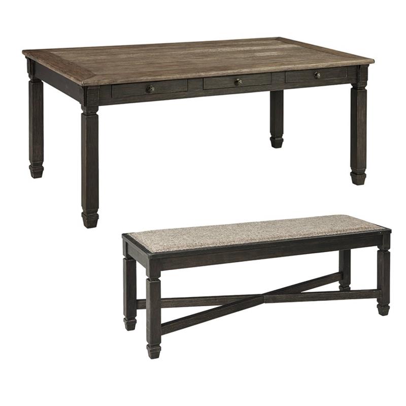 Bowery Hill 2-Piece Dining Set of Storage Table and Upholstered Bench