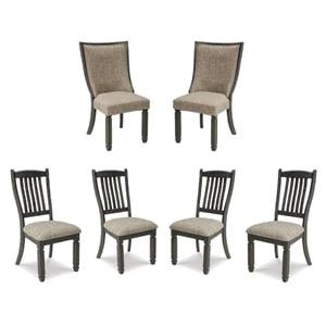 Bowery Hill Upholstered Dining Side Chairs Set of 6 in Gray and Brown