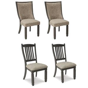 Bowery Hill Set of 4 Dining Side Chairs in Grayish Brown and Black