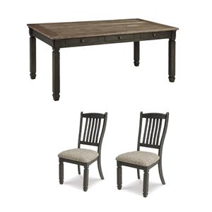 Bowery Hill 3-Piece Farmhouse Dining Set of Storage Table and Chairs