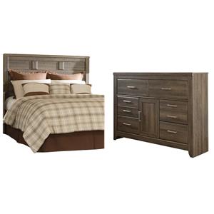 Bowery Hill 2-Piece Set of King Panel Headboard & 6-Drawer Dresser