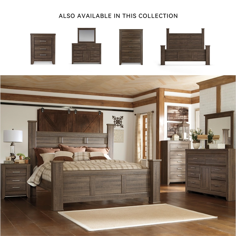 Bowery Hill 2-Piece Set of Queen Panel Headboard & 6-Drawer Dresser