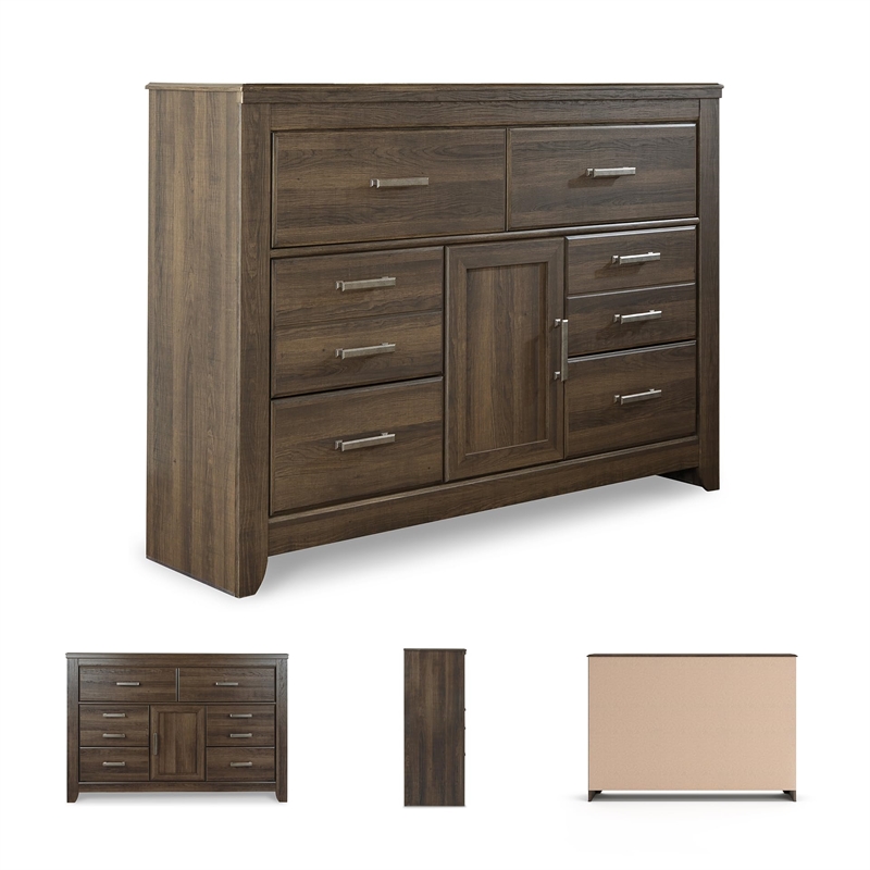 Bowery Hill 2-Piece Set of Queen Panel Headboard & 6-Drawer Dresser