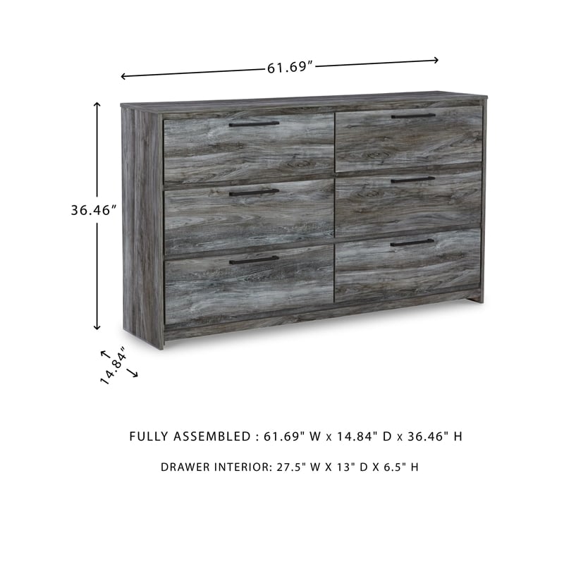Bowery Hill Set of 2 Smokey Gray Double Dresser & Queen Panel Headboard