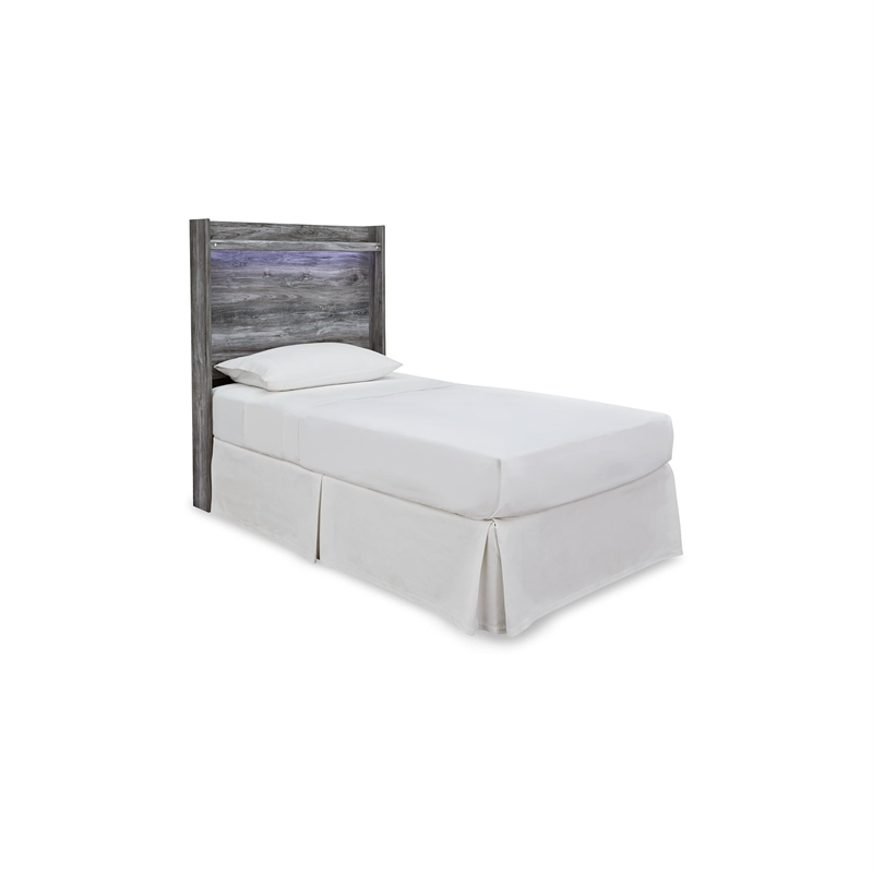 Bowery Hill Smokey Gray Set of Double Dresser & Twin Panel LED Headboard