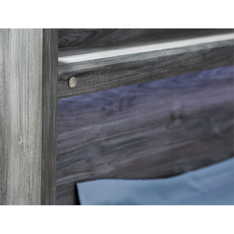 Bowery Hill Smokey Gray Set of Double Dresser & Twin Panel LED Headboard