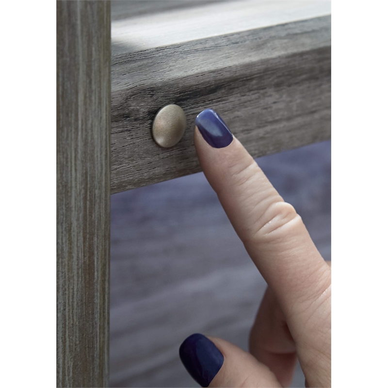 Bowery Hill Smokey Gray Set of Double Dresser & Twin Panel LED Headboard