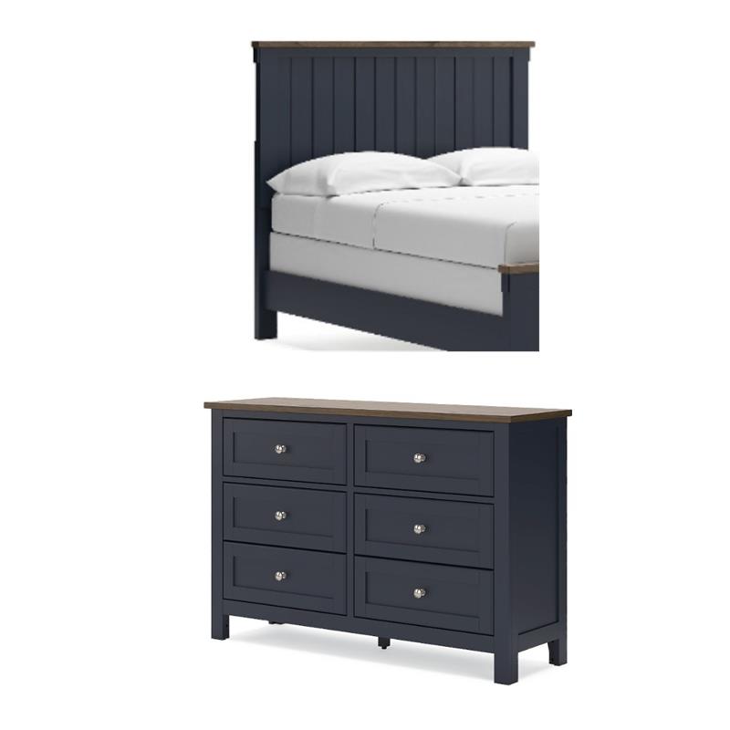 Bowery Hill Bedroom Set of Full Panel Headboard & Dresser