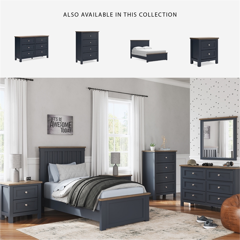 Bowery Hill 2-Piece Solid Wood Twin Headboard and Dresser Set