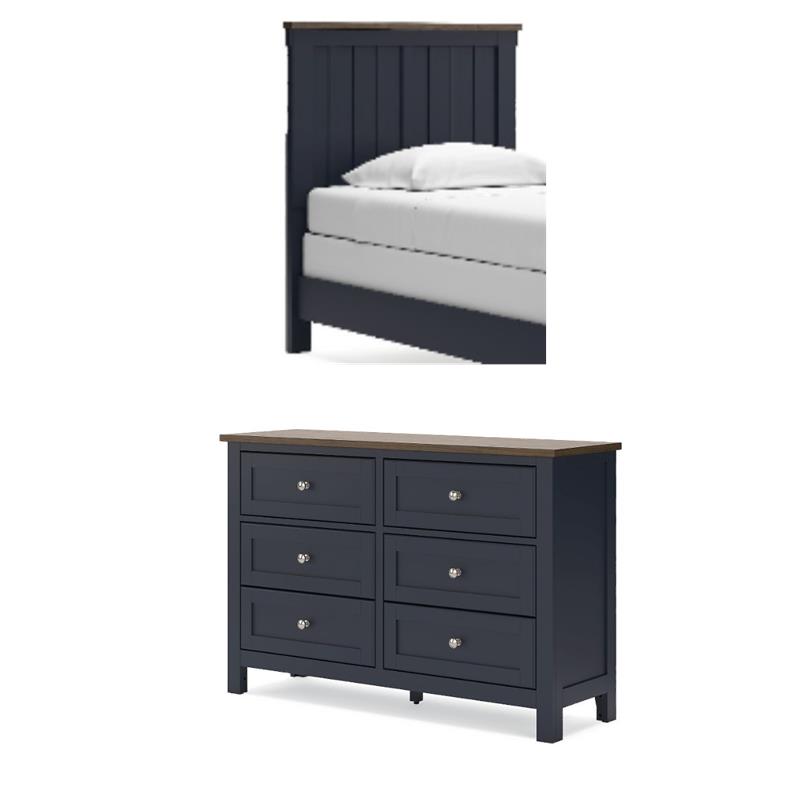 Bowery Hill 2-Piece Solid Wood Twin Headboard and Dresser Set