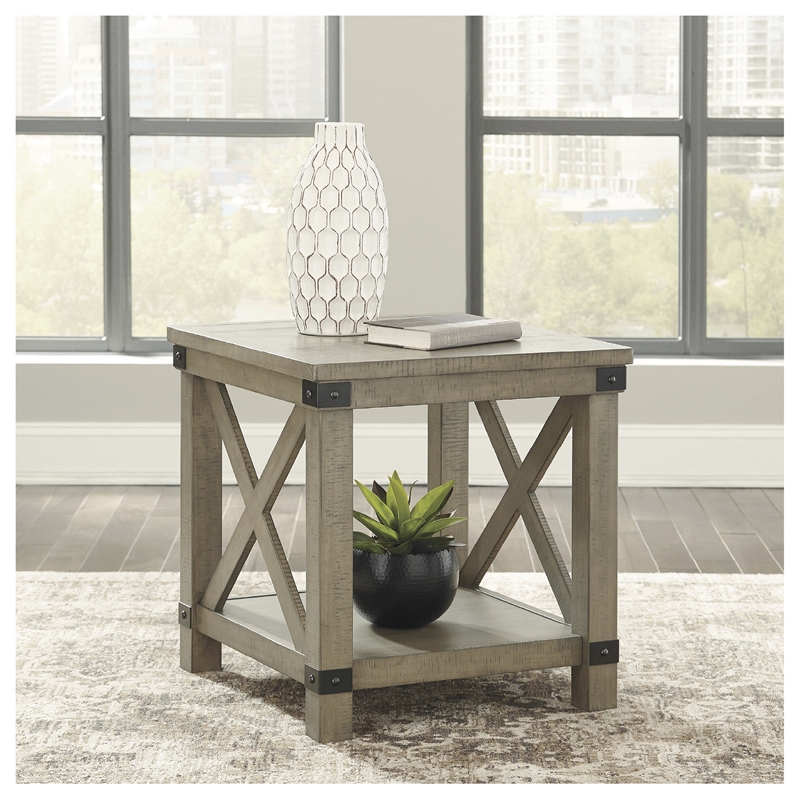 Bowery Hill Set of 3 Rustic Weathered Gray Coffee Table and End Tables