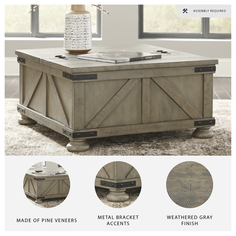 Bowery Hill Set of 3 Rustic Weathered Gray Coffee Table and End Tables