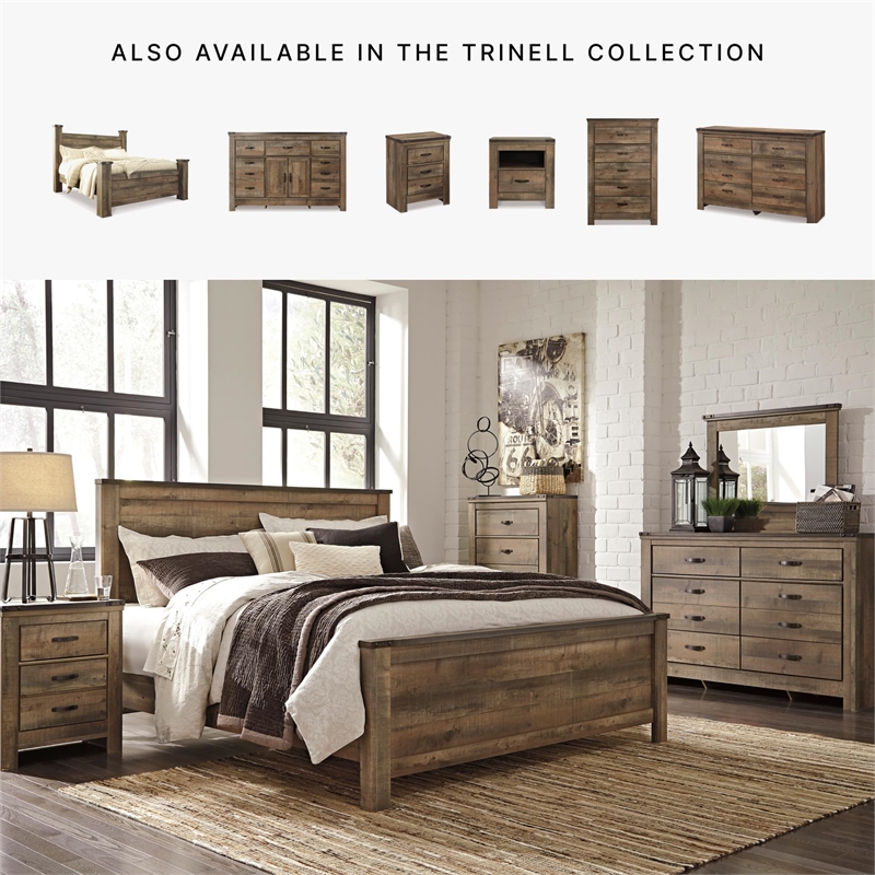 Bowery Hill California King Panel Headboard & Dresser Set in Brown