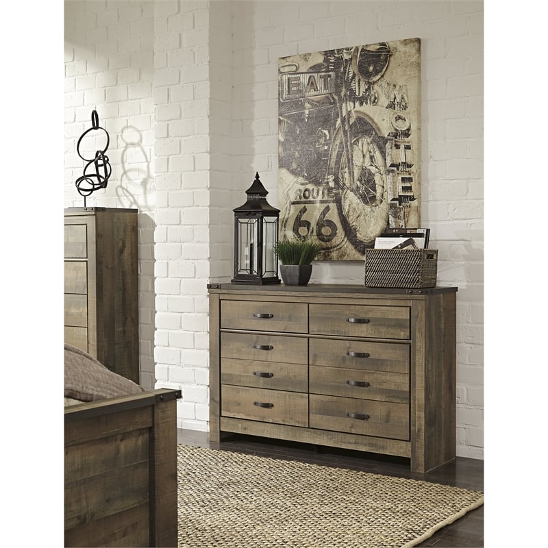 Bowery Hill California King Panel Headboard & Dresser Set in Brown