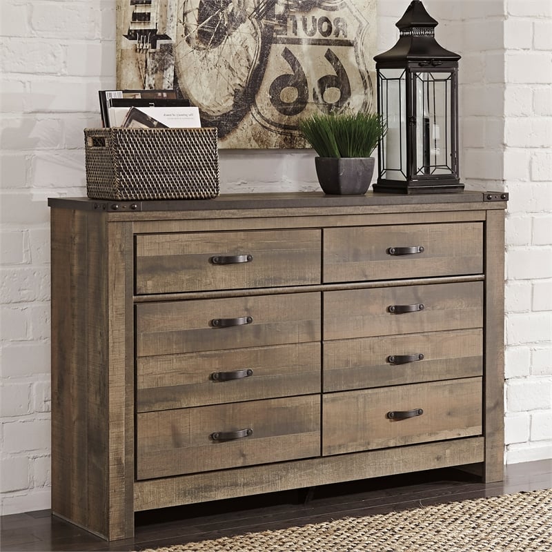 Bowery Hill California King Panel Headboard & Dresser Set in Brown