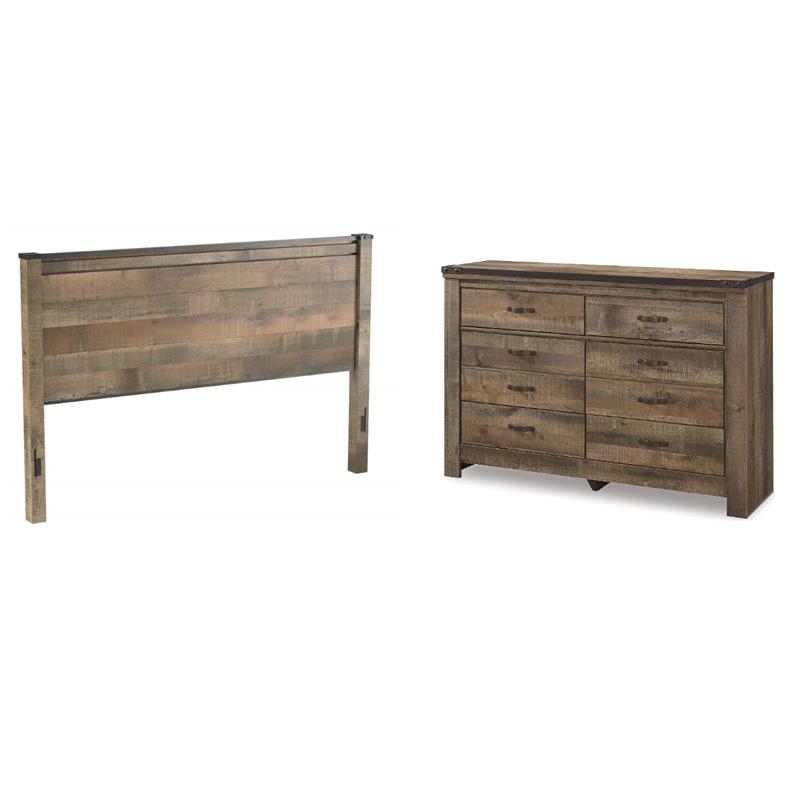 Bowery Hill California King Panel Headboard & Dresser Set in Brown