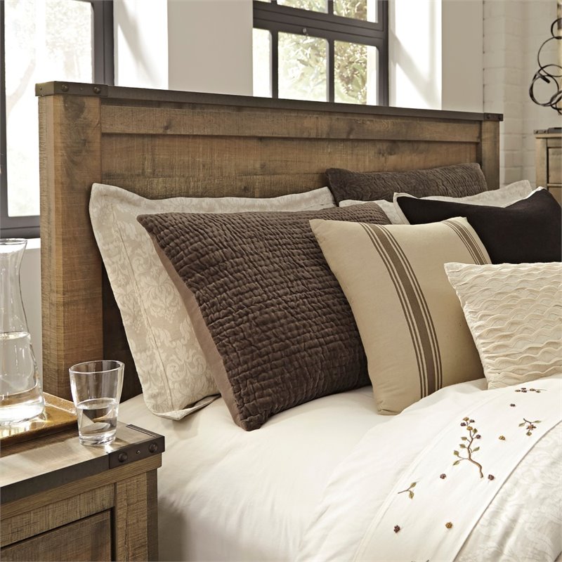 Bowery Hill Queen Panel Headboard & Dresser Set in Brown Rustic Finish