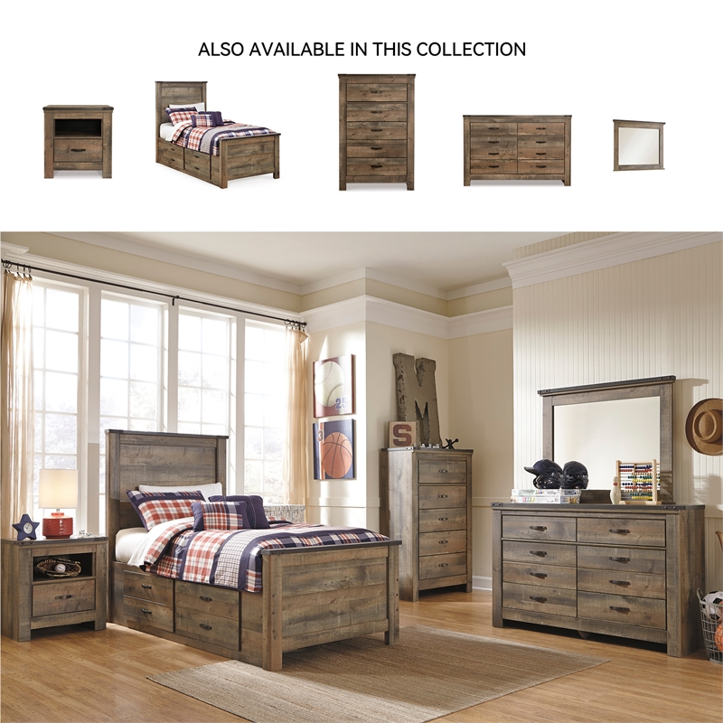 Bowery Hill Queen Panel Headboard & Dresser Set in Brown Rustic Finish