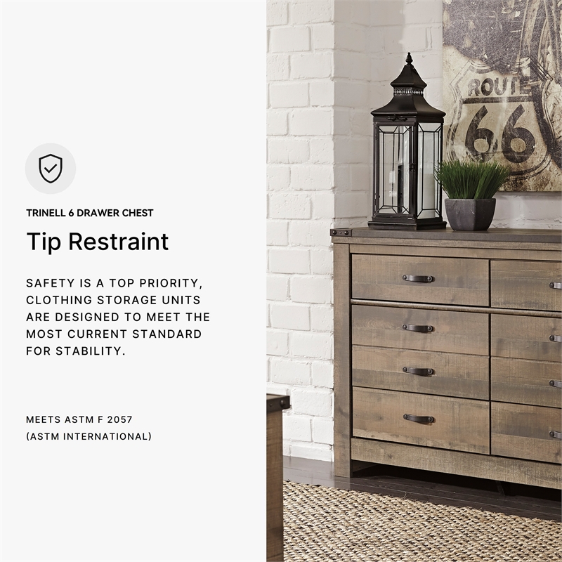 Bowery Hill Queen Panel Headboard & Dresser Set in Brown Rustic Finish