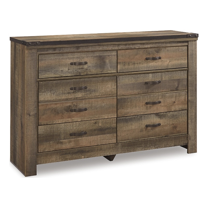 Bowery Hill Queen Panel Headboard & Dresser Set in Brown Rustic Finish