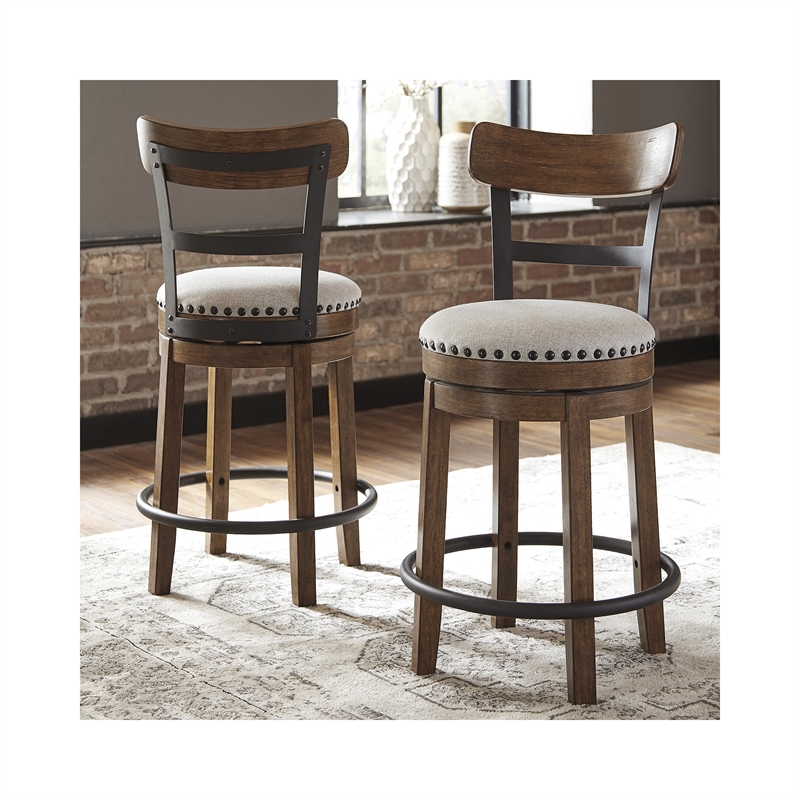 Bowery Hill 5-Piece Rustic Counter Height Dining Table with Swivel Stools