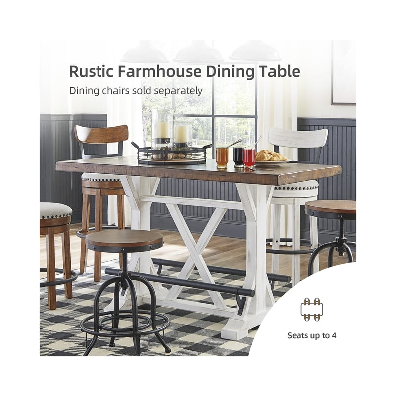 Bowery Hill 5-Piece Rustic Counter Height Dining Table with Swivel Stools