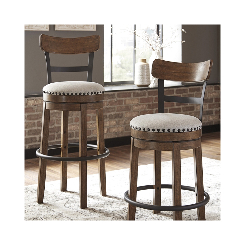Bowery Hill 5-Piece Rustic Counter Height Dining Table with Swivel Stools