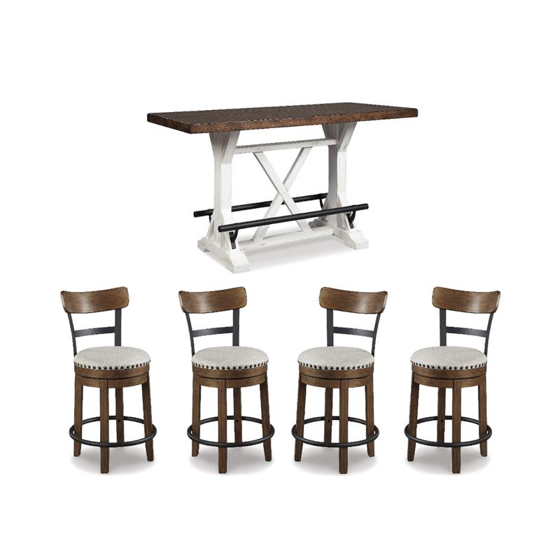 Bowery Hill 5-Piece Rustic Counter Height Dining Table with Swivel Stools