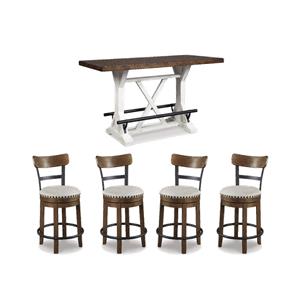 Bowery Hill 5-Piece Rustic Counter Height Dining Table with Swivel Stools