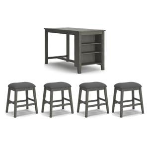 Bowery Hill 5-Piece Gray Counter Height Dining Table & Stools Set